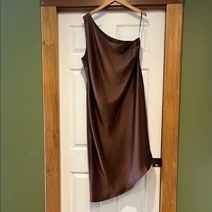 Eloquii Asymmetrical Dress in Brown
